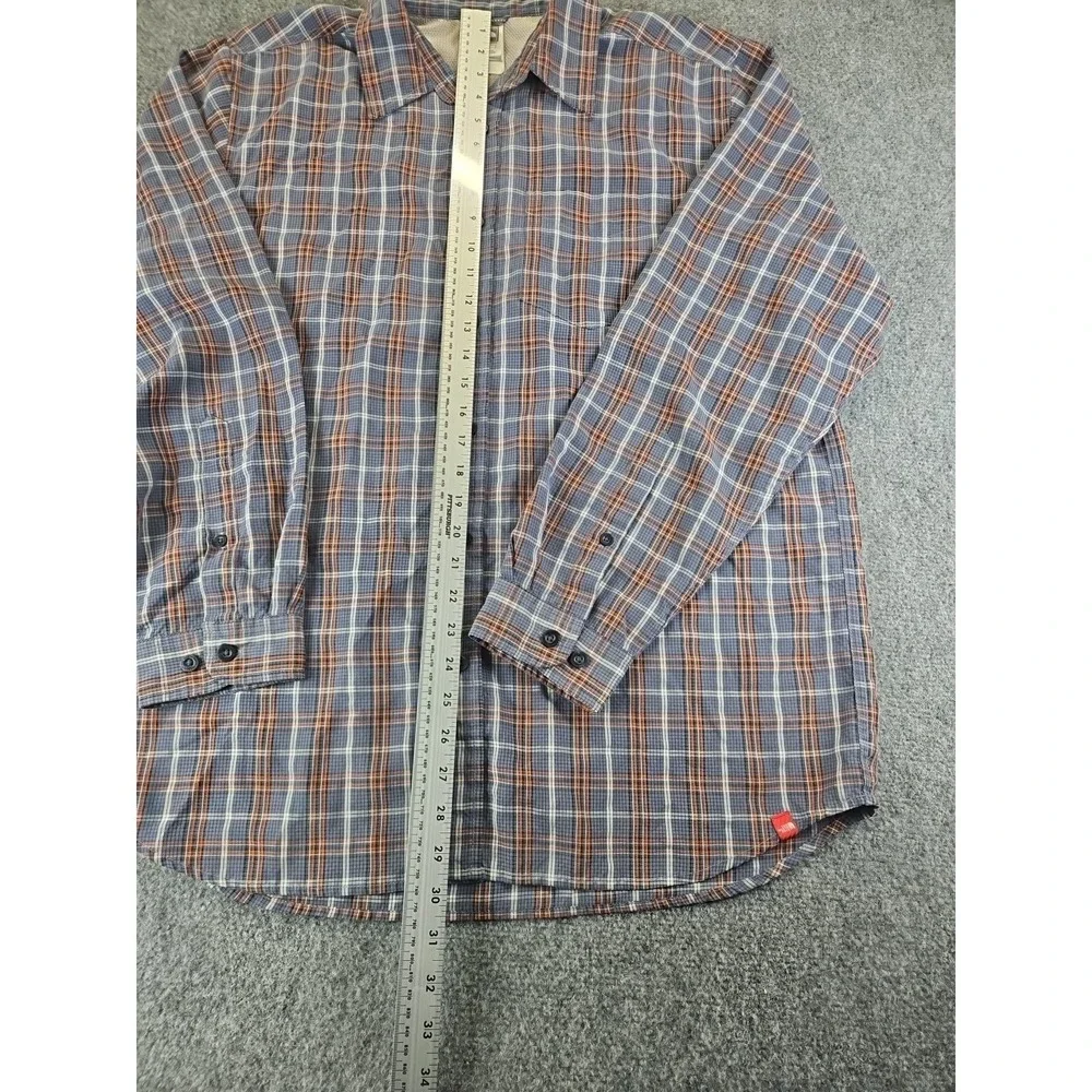 The North Face Long Sleeve Gray Orange Plaid Long Sleeve Shirt Sz L Perfect 1426